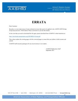 AASHTO LRFDBDS-9 Errata