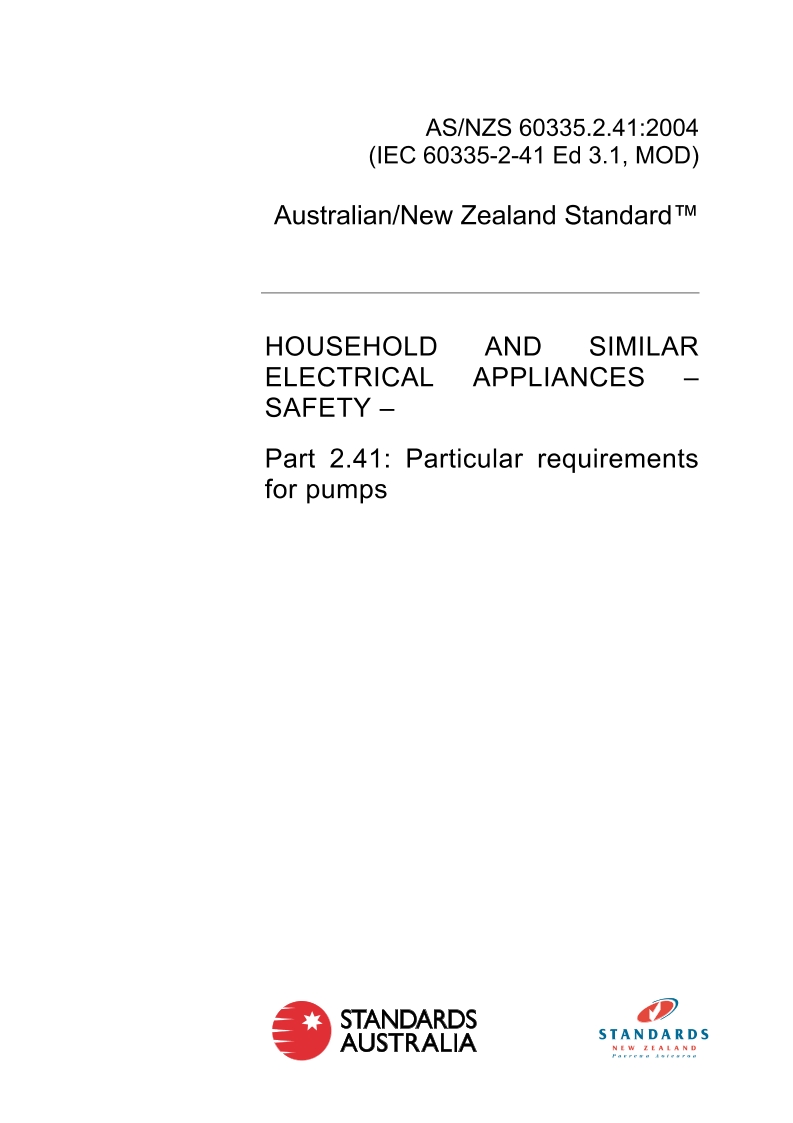 AS/NZS 60335.2.41-2004