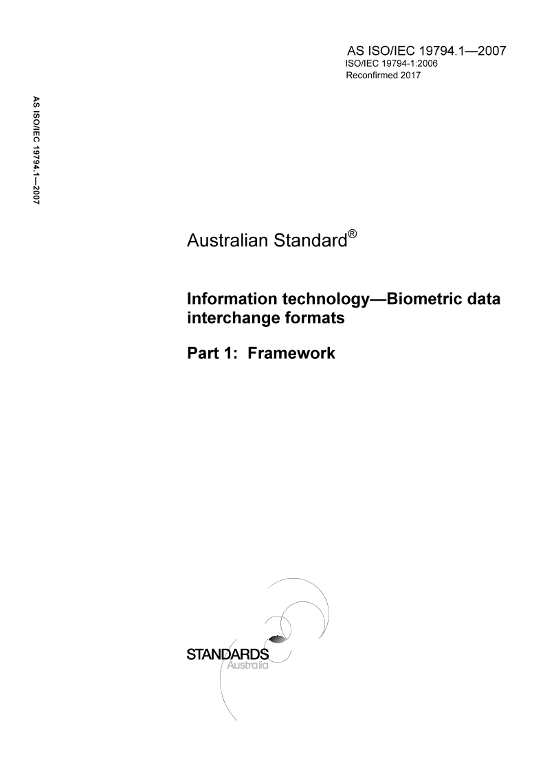 AS ISO IEC 19794.1-2007