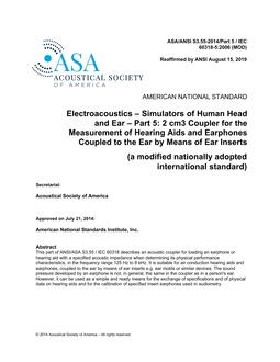 ASA S3.55-2014/Part 5 /IEC 60318-5:2006 (MOD) (R2019)