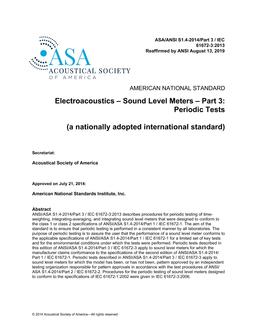 ASA S1.4-2014/Part 3 / IEC 61672-3:2013 (R2019)