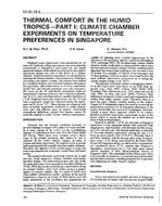 NY-91-16-2 — Thermal Comfort in the Humid Tropics – Part I: Climate Chamber Experiments on Temperature Preferences in Singapore