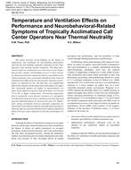 DE-05-10-4 – Temperature and Ventilation Effects on Performance and Neurobehavioral-Related Symptoms of Tropically Acclimatized Call Center Operators Near Thermal Neutrality