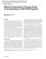 CH-06-14-3 (RP-1158) – Effects of Chemicals in Process Fluids on the Breakdown of HFC/POE Systems