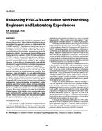 VA-89-15-1 — Enhancing HVAC&R Curriculum with Practicing Engineers and Laboratory Experiences