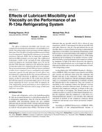 MN-00-09-3 — Effects of Lubricant Miscibility and Viscosity on the Performance of an R-134a Refrigerating System