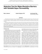 Selection Tool for Water-Resistive Barriers with Suitable Vapor Permeability