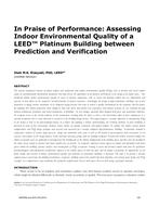 In Praise of Performance: Assessing Indoor Environmental Quality of a LEED Platinum Building between Prediction and Verification