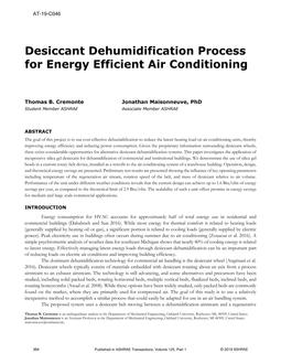 AT-19-C046 — Desiccant Dehumidification Process for Energy Efficient Air Conditioning