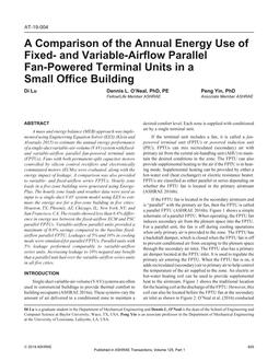 AT-19-004 — A Comparison of the Annual Energy Use of Fixed- and Variable-Airflow Parallel Fan-Powered Terminal Units in a Small Office Building