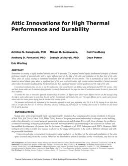 Attic Innovations for High Thermal Performance and Durability