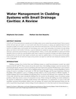 Water Management in Cladding Systems with Small Drainage Cavities: A Review