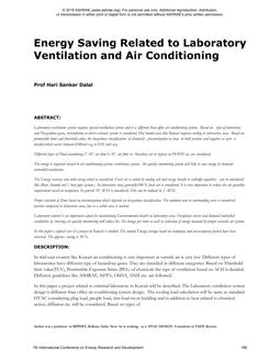 Energy Saving Related to Laboratory Ventilation and Air Conditioning