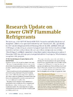 Research Update on Lower GWP Flammable Refrigerants