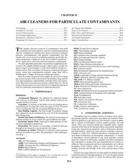 S29 — Air Cleaners for Particulate Contaminants (I-P)