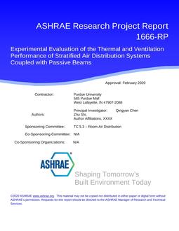 RP-1666 — Experimental Evaluation of the Thermal and Ventilation Performance of Stratified Air Distribution Systems Coupled with Passive Beams