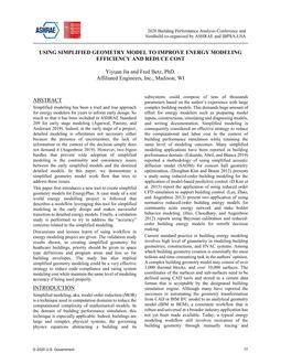 Using Simplified Geometry to Improve Energy Modeling Efficiency and Reduce Cost