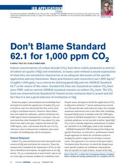 IEQ Applications: Don't Blame Standard 62.1 for 1,000 ppm CO2