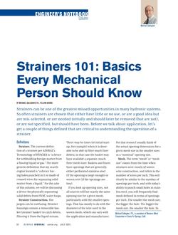 Engineer's Notebook: Strainers 101–Basics Every Mechanical Person Should Know