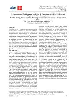 C009 — A Computational Fluid Dynamics Model for the Assessment of Sars-cov-2 Aerosol Dispersion inside a Grocery Store