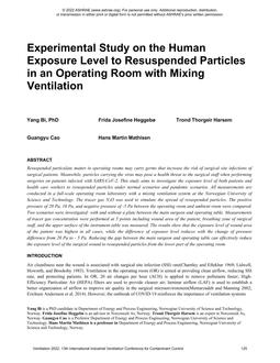 020 — Experimental Study on the Human Exposure Level to Resuspended Particles in an Operating Room with Mixing Ventilation