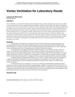 036 — Vortex Ventilation for Laboratory Hoods