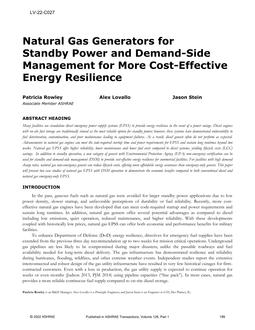 LV-22-C027 – Natural Gas Generators for Standby Power and Demand-Side Management for More Cost-Effective Energy Resilience