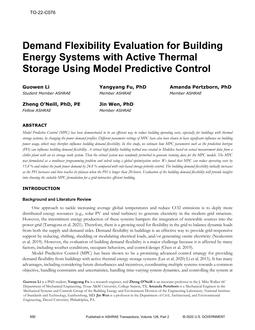 TO-22-C076 – Demand Flexibility Evaluation for Building Energy Systems with Active Thermal Storage Using Model Predictive Control