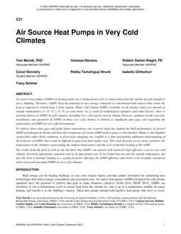 Air Source Heat Pumps in Very Cold Climates