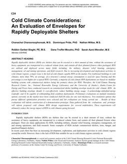 Cold Climate Considerations: An Evaluation of Envelopes for Rapidly Deployable Shelters