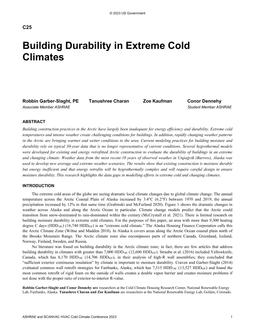 Building Durability in Extreme Cold Climates