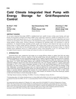 Cold Climate Integrated Heat Pump with Energy Storage for Grid-Responsive Control