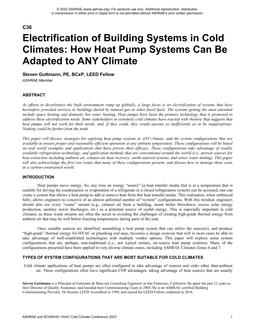 Electrification of Building Systems in Cold Climates: How Heat Pump Systems Can Be Adapted to ANY Climate