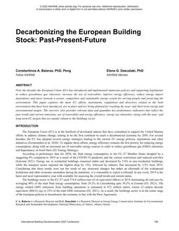 C24 — Decarbonizing the European Building Stock: Past-Present-Future