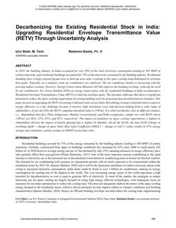 C34 — Decarbonizing the Existing Residential Stock in India: Upgrading Residential Envelope Transmittance Value (RETV) Through Uncertainty Analysis