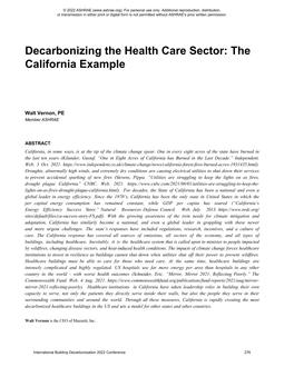 C35 — Decarbonizing the Health Care Sector: The California Example