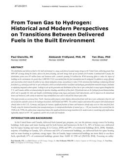 C011 — From Town Gas to Hydrogen: Historical and Modern Perspectives on Transitions Between Delivered Fuels in the Built Environment