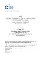 ACCEPTABILITY CRITERIA FOR THE STROBOSCOPIC EFFECT VISIBILITY MEASURE (WP05, 453-459)