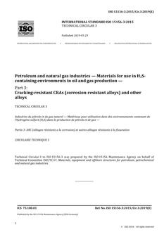 NACE MR0175/ISO 15156-3 Technical Circular 3